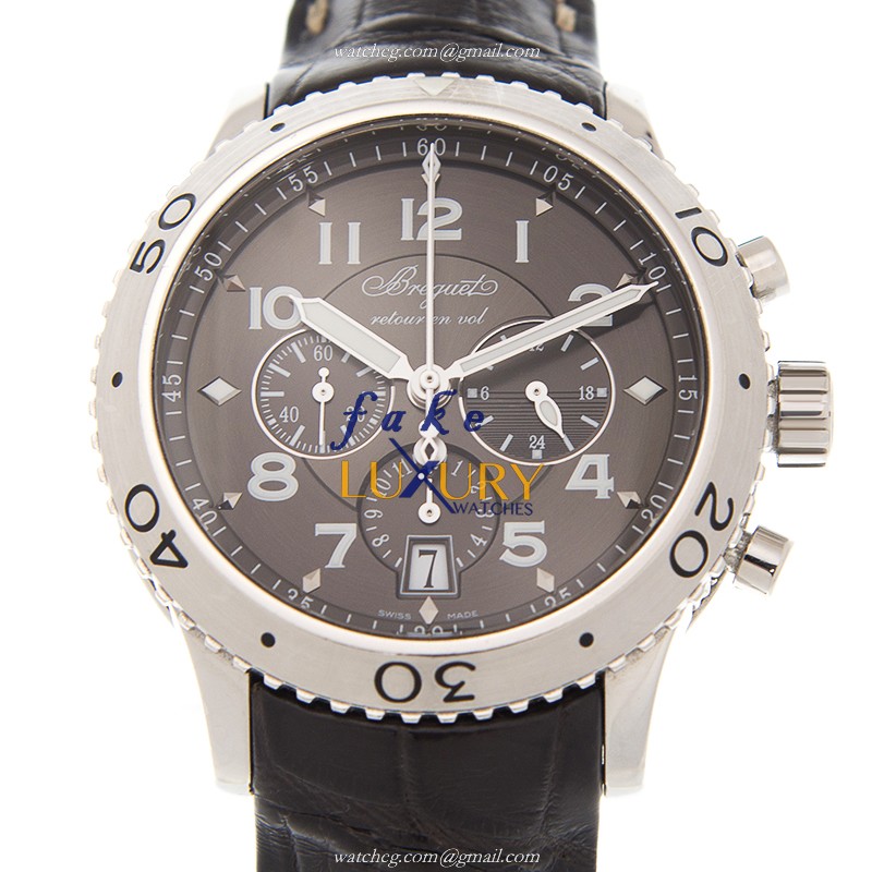 BREGUET TYPE XXI - Breguet Replica Watch - Automatic - Gray Dial Brown Alligator Strap - Luxury Replica Watch