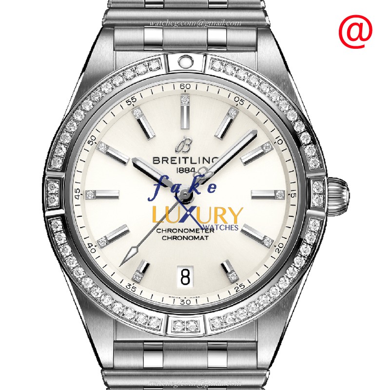 Breitling Chronomat B01 A10380591A1A1 Automatic Stainless Steel & Diamonds White Dial Silver Strap - Luxury Replica Watch