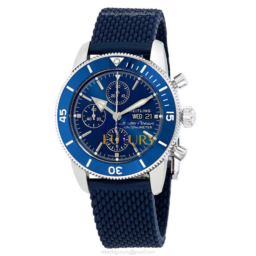 Breitling A13313161C1S1 Superocean Heritage Replica Watch, Automatic, Blue Dial, Steel Case, Rubber - Luxury Replica Watch