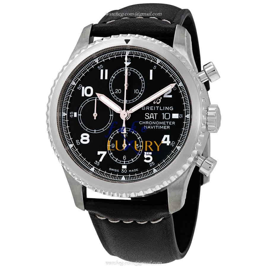 A13314101B1X1 - Breitling Aviator 8 Replica Watch Automatic Black Dial Leather Strap - Luxury Replica Watch