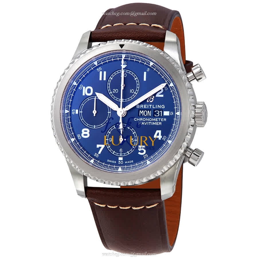 Breitling A13314101C1X2 AVIATOR 8 Replica Watch, Blue Dial, Brown Leather Strap - Luxury Replica Watch