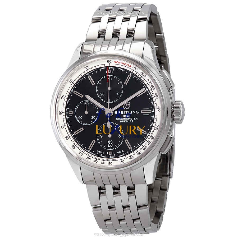 A13315351B1A1 - Breitling Premier Replica Watch - Automatic - Black Dial - Steel Bracelet - Luxury Replica Watch