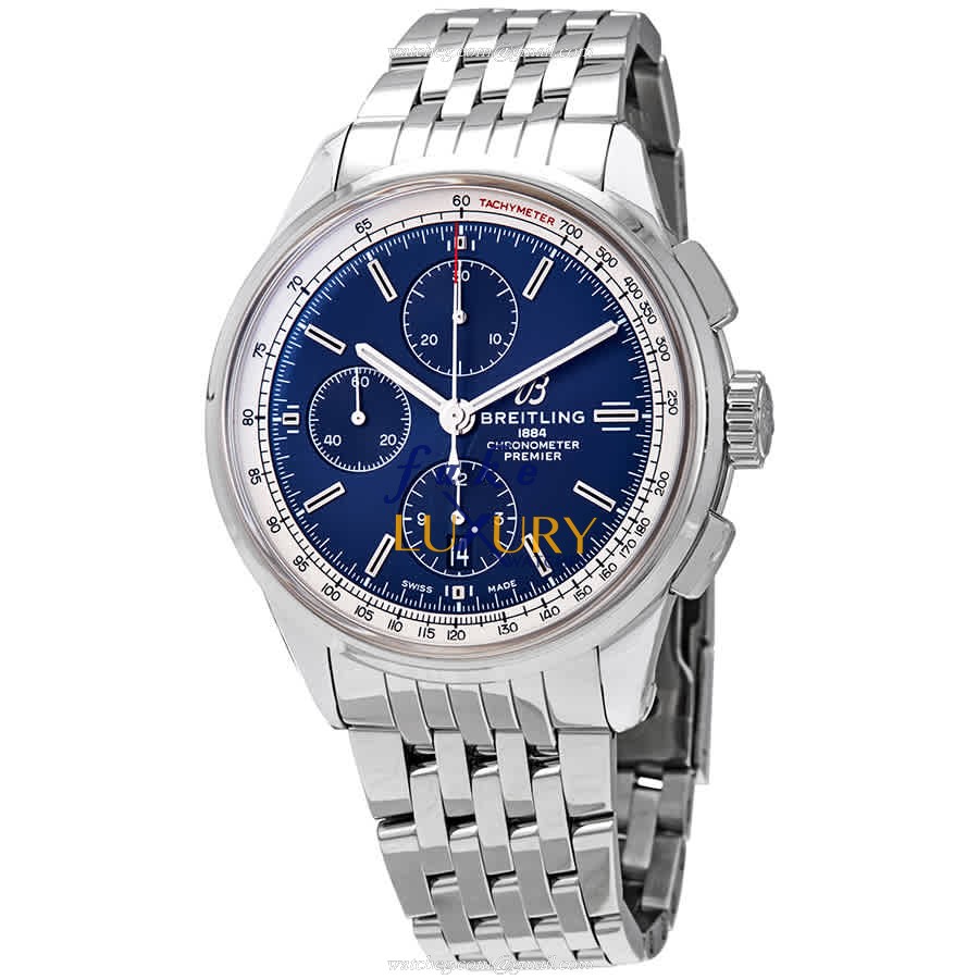 A13315351C1A1 - Breitling Premier Replica Watch - Automatic - Blue Dial Silver Steel - Luxury Replica Watch