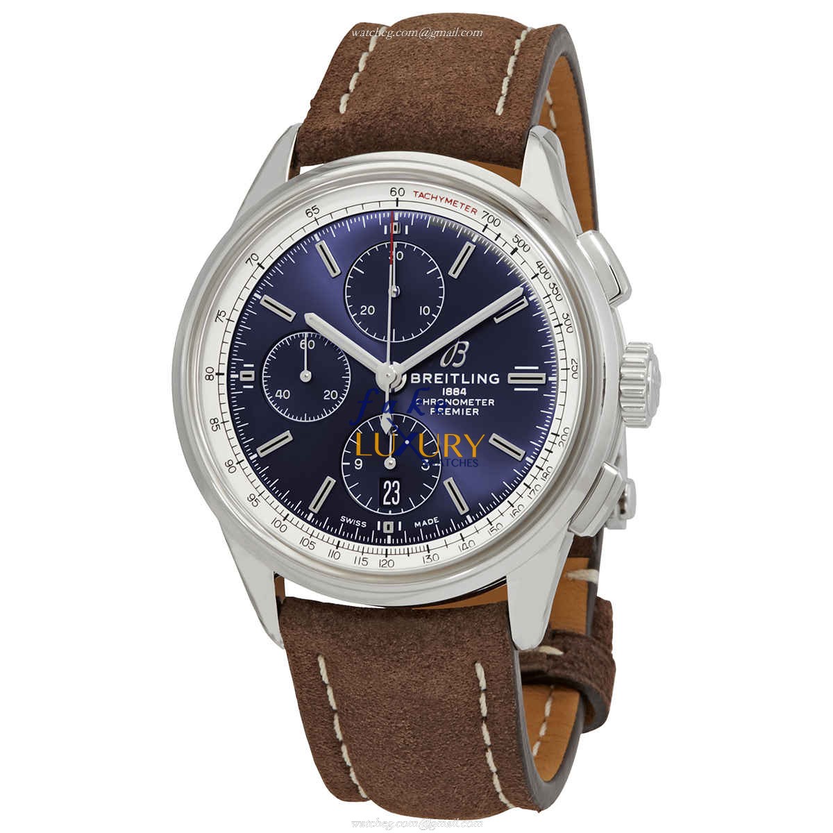 Breitling A13315351C1X1 Premier Automatic Stainless Steel Blue Dial Leather Strap Replica Watch - Luxury Replica Watch