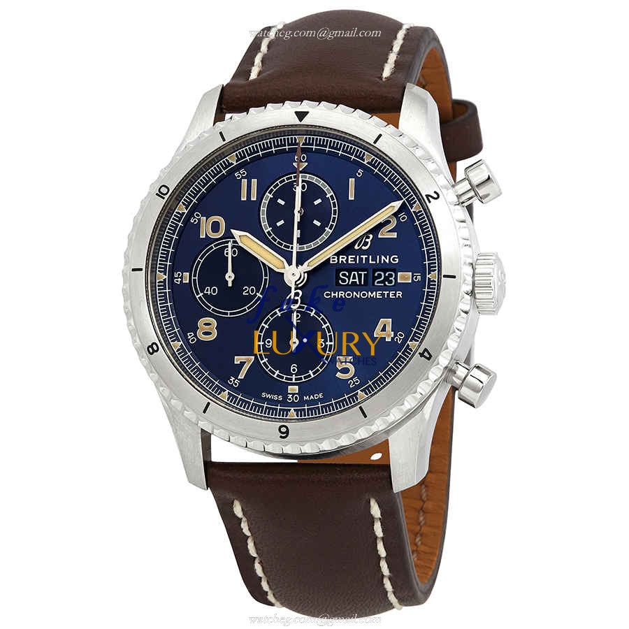 Breitling A13316101C1X2 AVIATOR 8 Replica Watch, Blue Dial, Brown Cowhide Strap - Luxury Replica Watch
