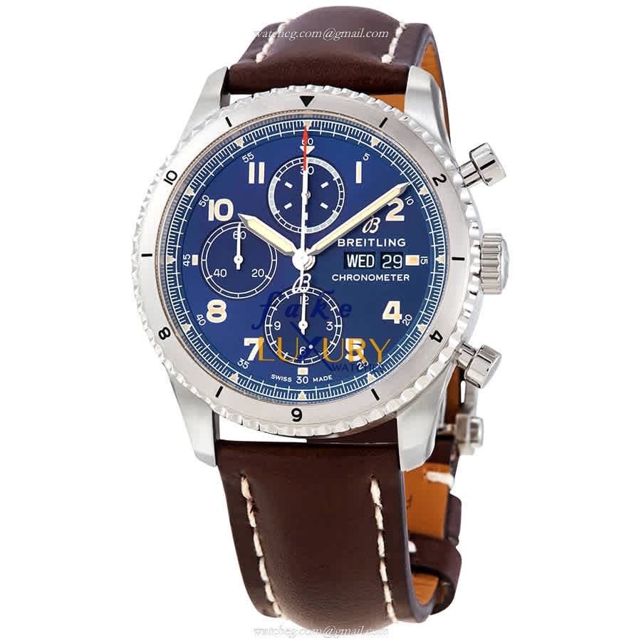 Breitling A13316101C1X4 Replica Watch With Automatic Movement, Blue Dial, Brown Cowhide Strap - Luxury Replica Watch