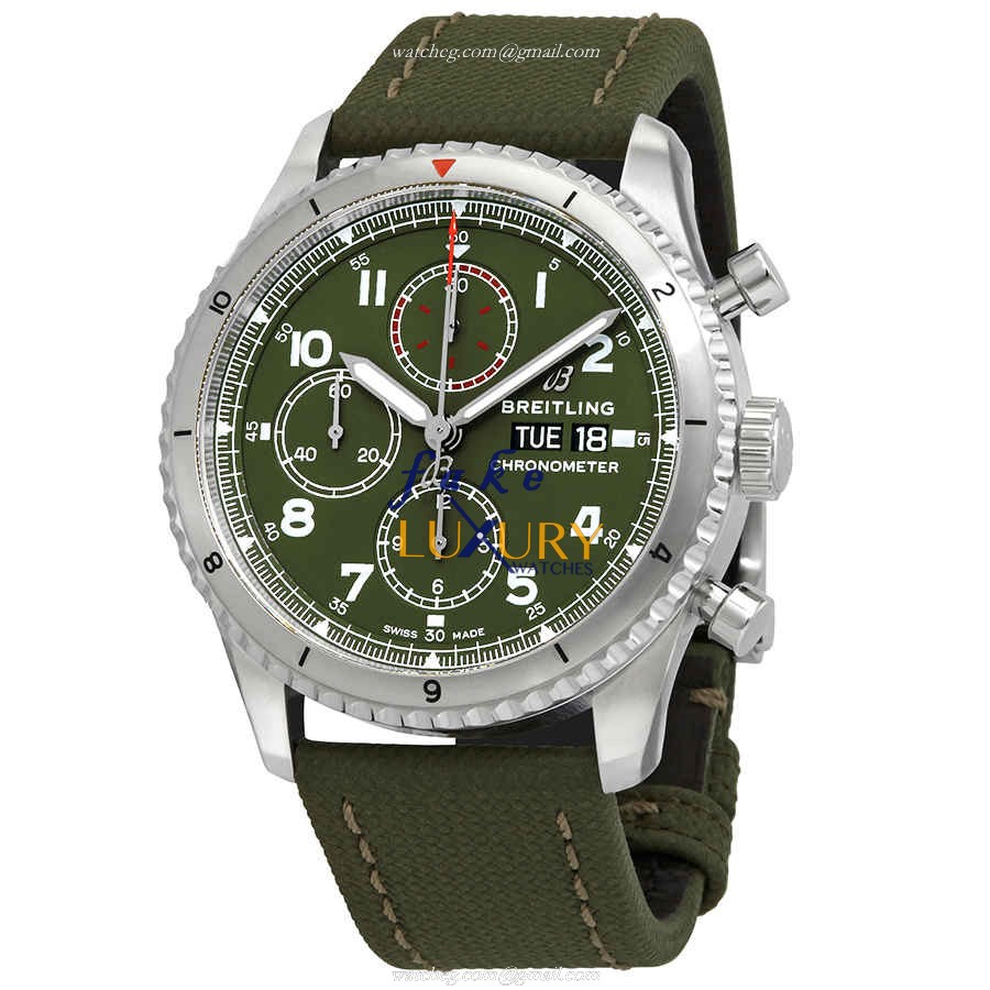 Breitling A133161A1L1X2 Replica Watch, Green Dial, Steel Case, Automatic Movement, Canvas Strap - Luxury Replica Watch