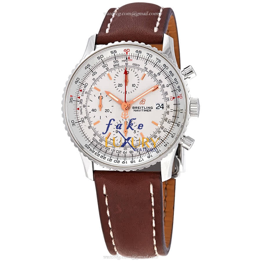 Breitling A13324121G1X3 Navitimer 1 Replica Watch, Silver Dial, Steel Case, Brown Leather Strap - Luxury Replica Watch