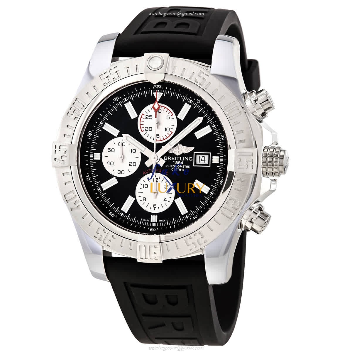 A13371111B1S2 - Breitling Avenger II Replica Watch - Automatic - Black Dial Rubber Strap - Luxury Replica Watch