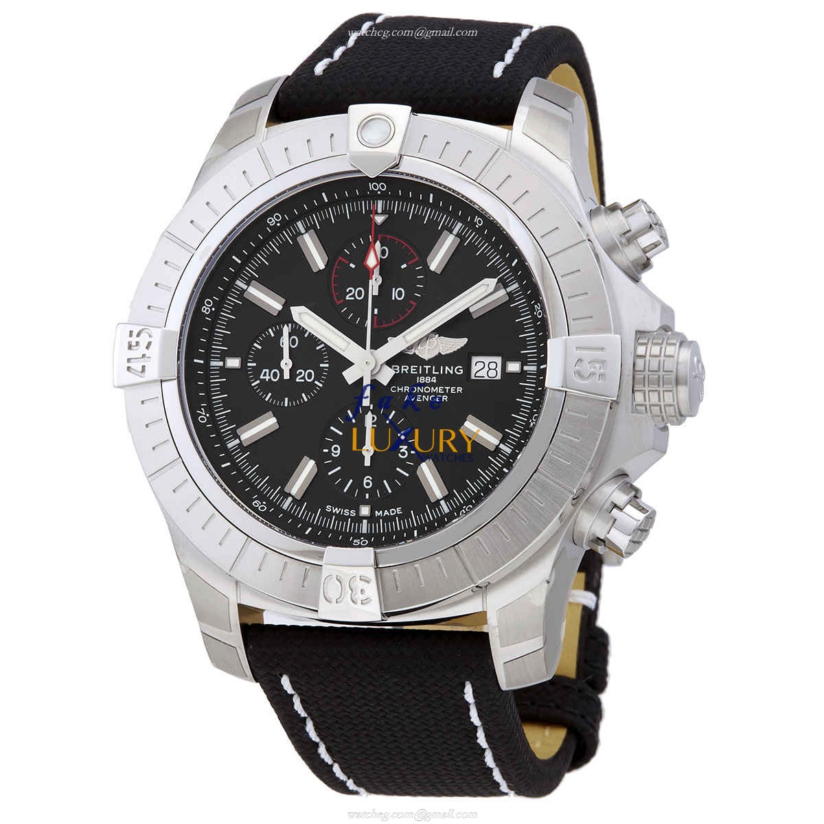 Breitling A13375101B1X2 Avenger II Replica Watch, 48mm Automatic with Black Dial on Fabric Strap - Luxury Replica Watch