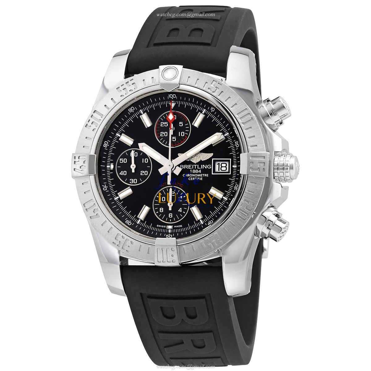 A13381111B1S2 - Breitling Avenger II Replica Watch - Automatic Black Dial Rubber Strap - Luxury Replica Watch