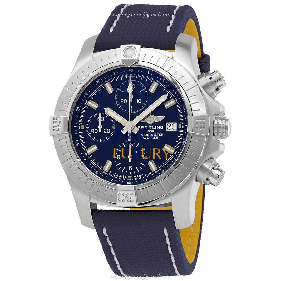 Breitling A13385101C1X1 Avenger II Replica Watch, Blue Dial, Steel Case, Automatic - Luxury Replica Watch