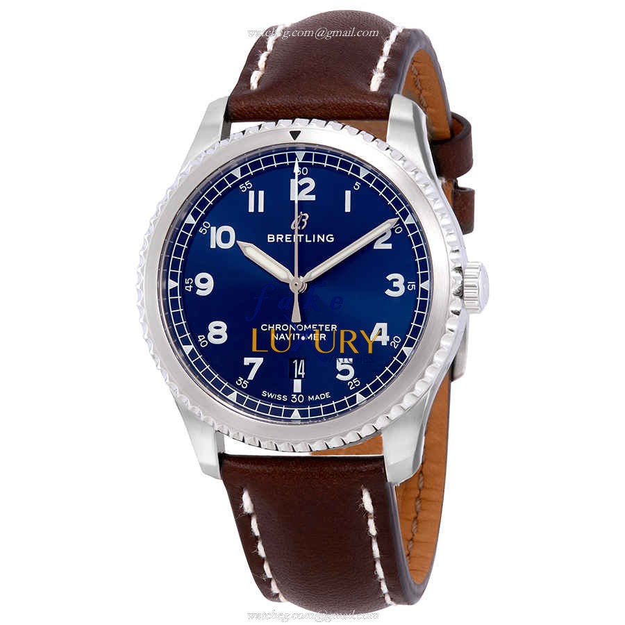 Breitling A17314101C1X1 AVIATOR 8 Replica Watch With Blue Dial, Brown Leather Strap - Luxury Replica Watch