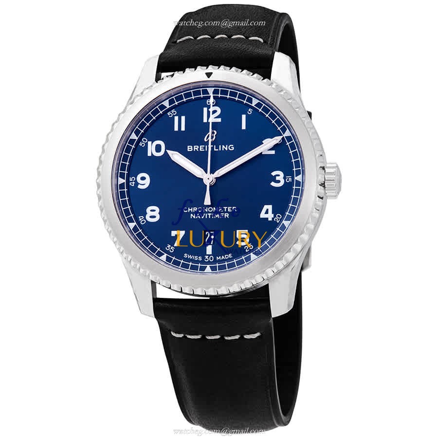 A17314101C1X2 - Breitling Aviator 8 Replica Watch with Blue Dial on Black Leather - Luxury Replica Watch