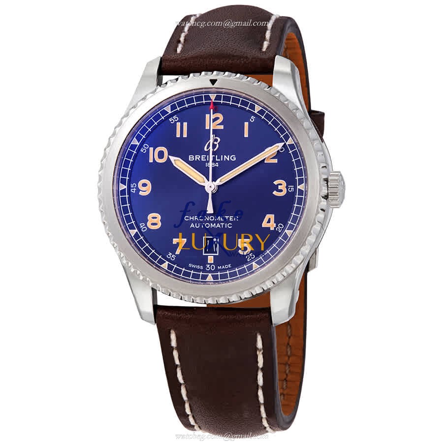 Breitling A17315101C1X1 Aviator 8 Replica Watch, Blue Dial, Leather Strap, Automatic - Luxury Replica Watch