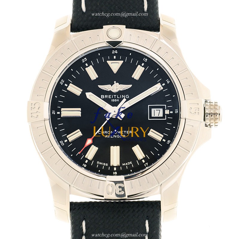 Breitling A17318101B1X1 Avenger II Automatic Replica Watch, Black Dial, Steel Case, Canvas Strap - Luxury Replica Watch