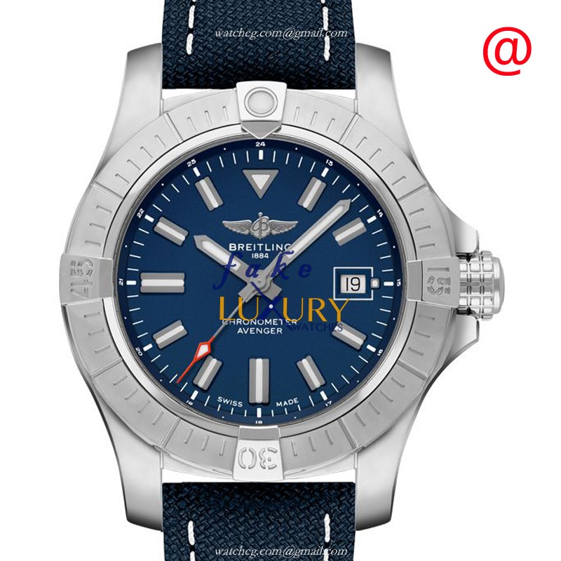 Breitling A17318101C1X1 Avenger II Replica Watch, Automatic, Blue Dial, Steel Case, Leather Strap - Luxury Replica Watch