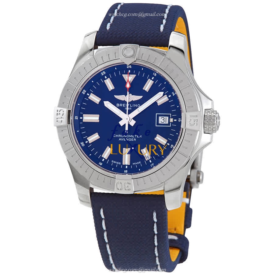 Breitling A17318101C1X2 Avenger II Replica Watch, Automatic, Blue Dial, Steel Case, Leather Strap - Luxury Replica Watch
