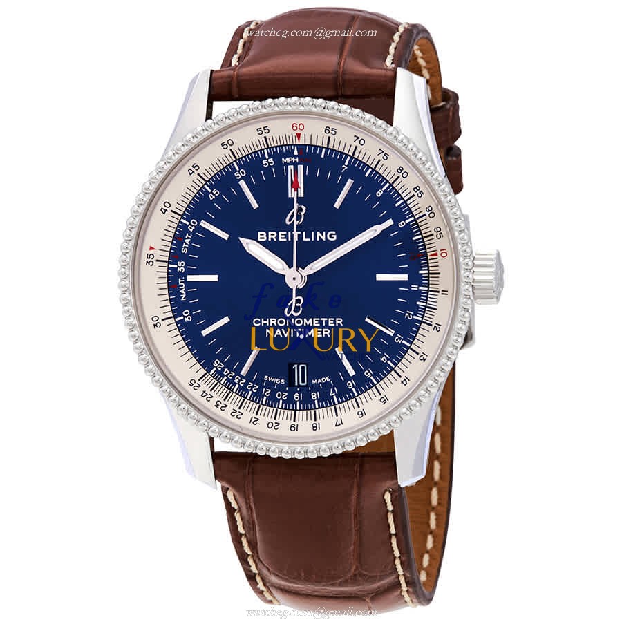 Breitling Navitimer 1 A17325211C1P2 Automatic Blue Dial Brown Alligator Replica Watch - Luxury Replica Watch