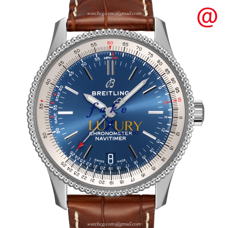 Breitling Navitimer A17325211C1P4 Automatic, Blue Dial on Brown Leather, Steel - Luxury Replica Watch