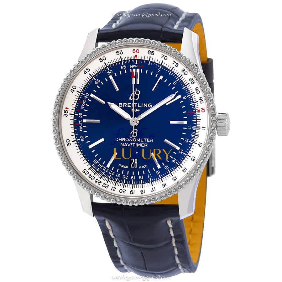 Breitling A17326211C1P3 Navitimer 1 Replica Watch With Blue Dial, Steel Case, Alligator Strap - Luxury Replica Watch