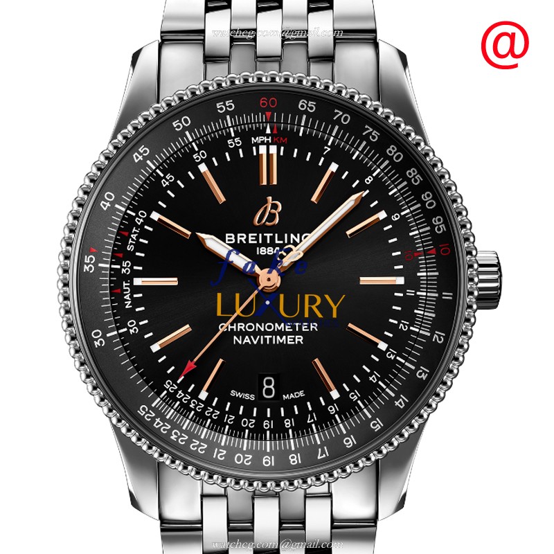 A17326241B1A1 - Breitling Navitimer 1 Automatic Replica Watch Black Dial Silver Steel - Luxury Replica Watch
