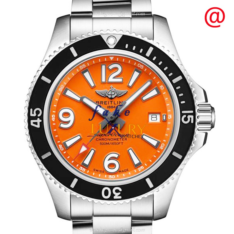 Breitling A17366D7101A1 Superocean 36 Automatic Stainless Steel Orange Dial Replica Watch - Luxury Replica Watch