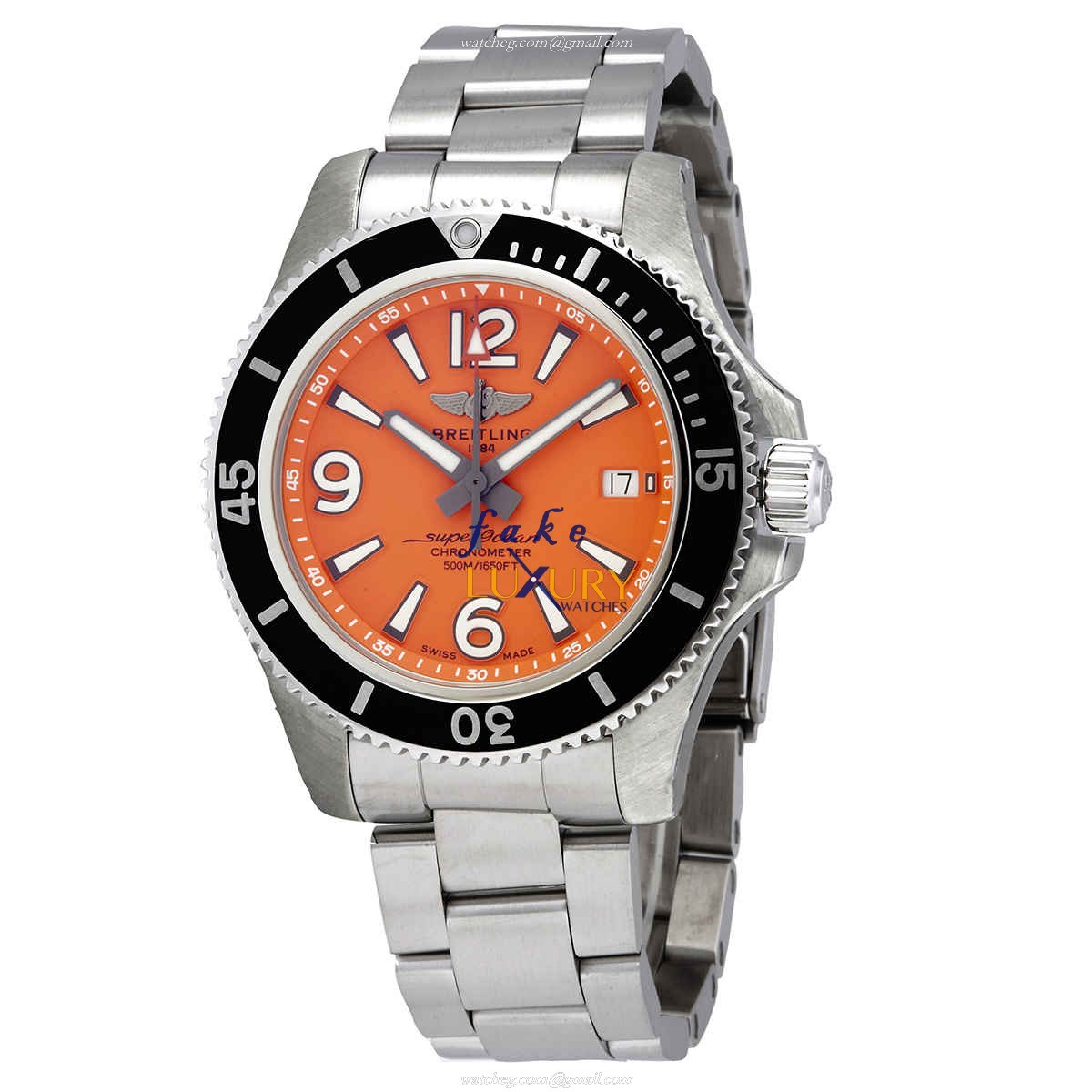 A17366D71O1A1 - Breitler Superocean Replica Watch Automatic Orange Dial Steel - Luxury Replica Watch