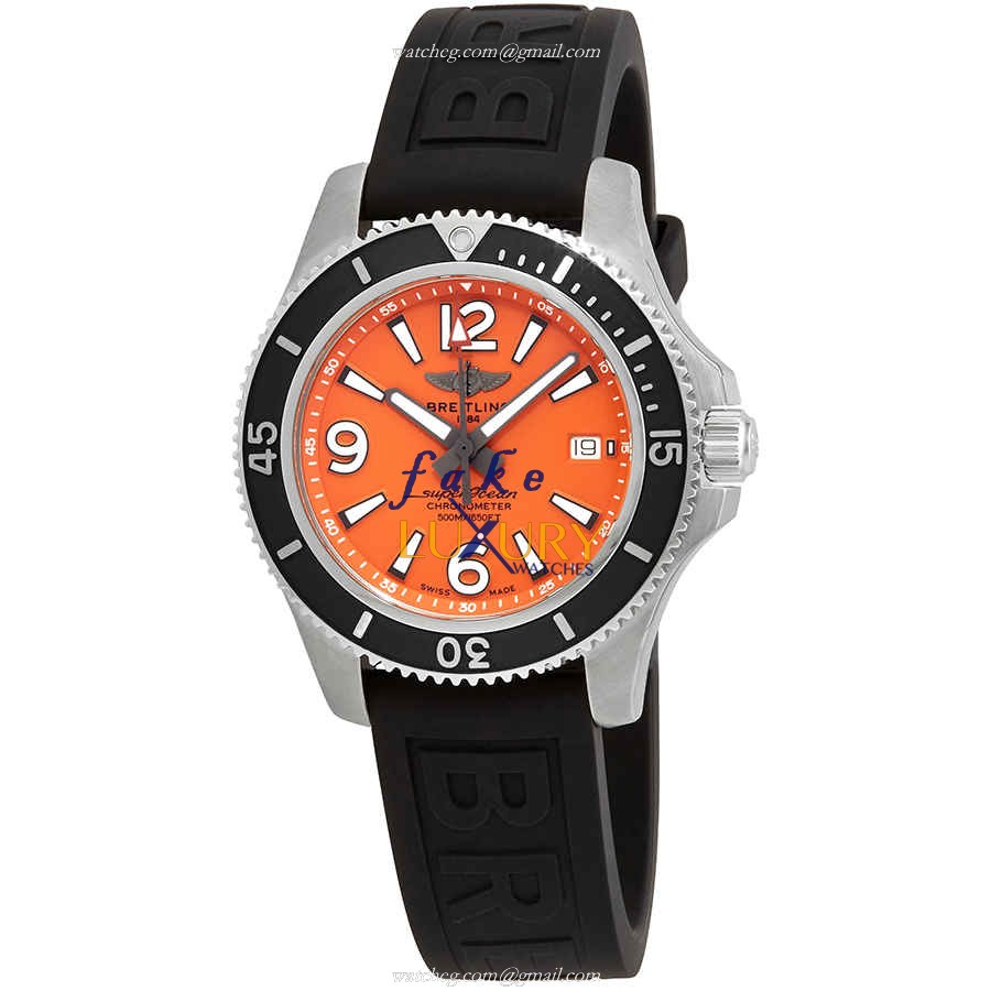Breitling A17366D71O1S1 Replica Watch - Superocean Automatic - Orange Dial - Steel Case - Rubber - Luxury Replica Watch
