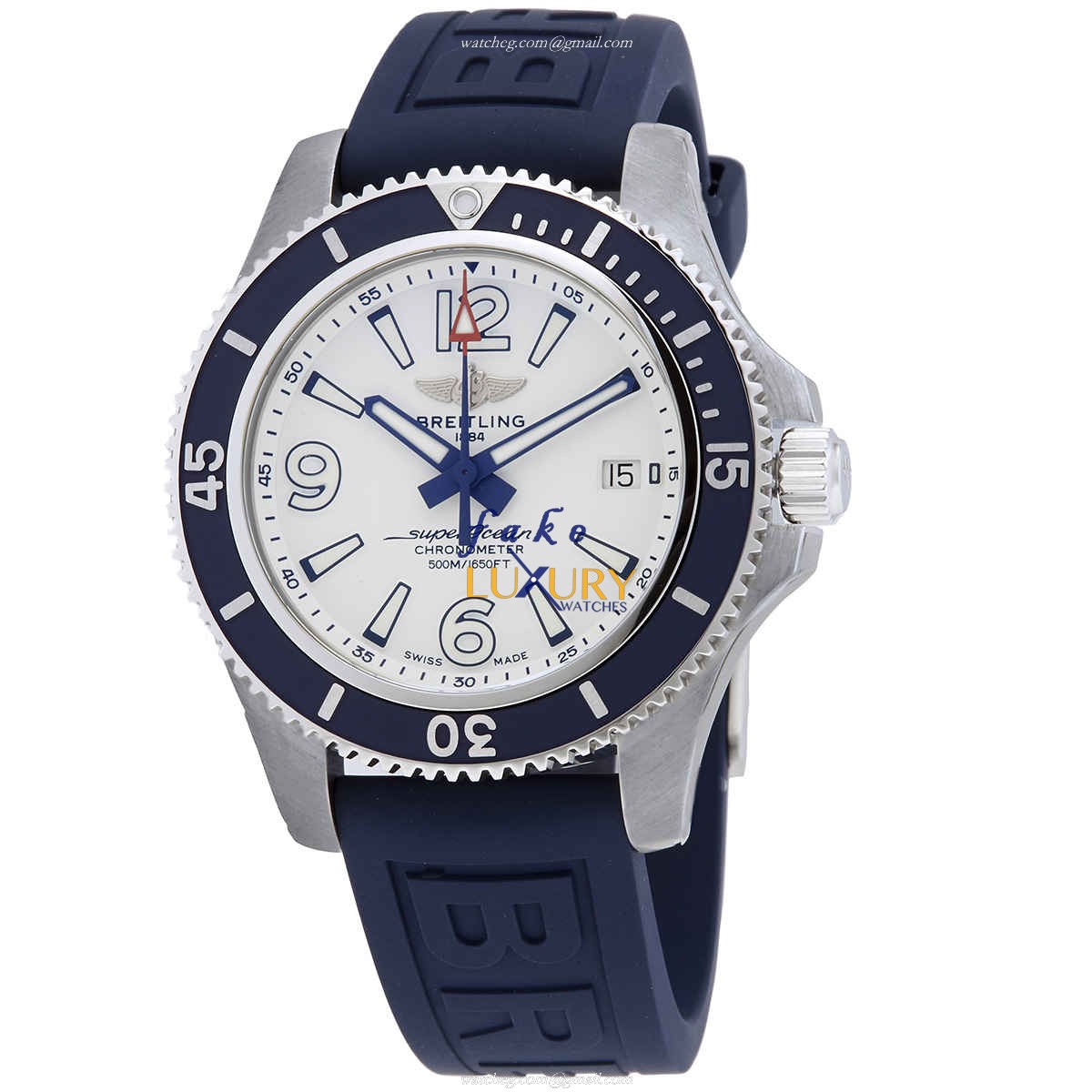 Breitling Superocean A17366D81A1S1 Automatic White Dial Blue Rubber Replica Watch - Luxury Replica Watch