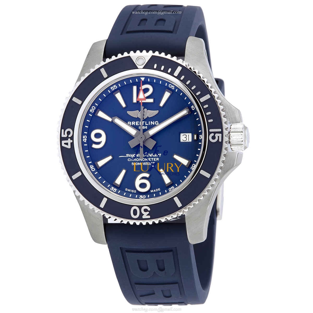 Breitling A17366D81C1S1 Superocean Replica Watch, Blue Dial, Automatic Movement, Rubber Strap - Luxury Replica Watch