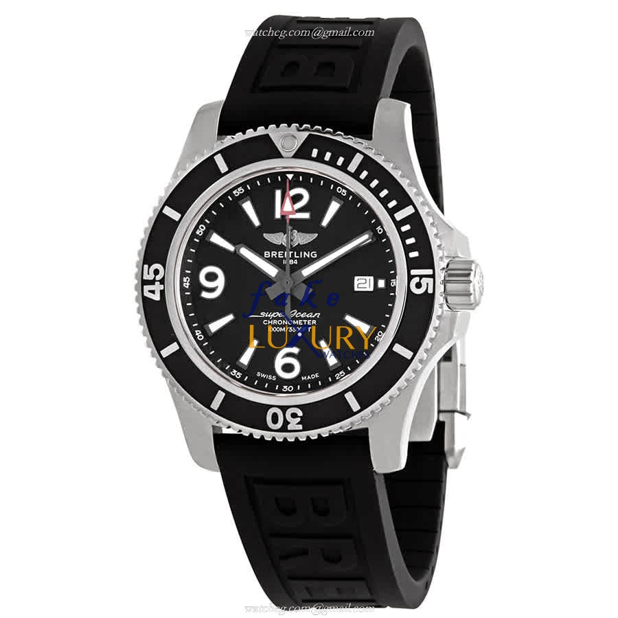 Breitling A17367D71B1S2 Superocean Replica Watch, Black Dial, Steel Case, Rubber Strap - Luxury Replica Watch