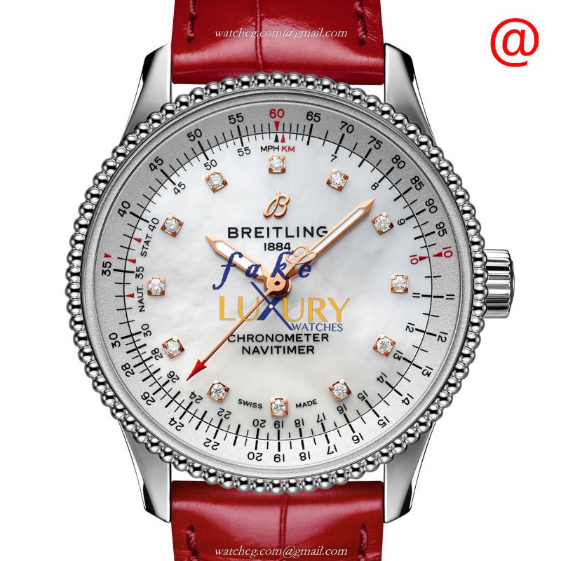 Breitling Navitimer A17395211A1P5 Automatic White Dial Stainless Steel Red Alligator Replica Watch - Luxury Replica Watch