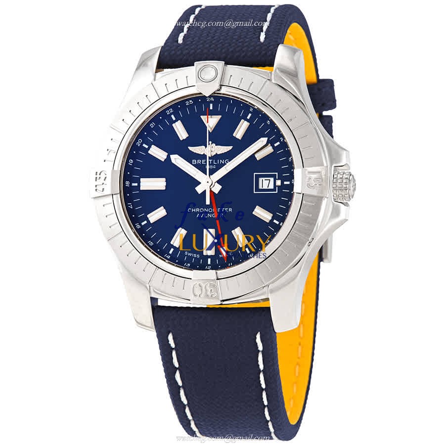 Breitling A32395101C1X1 Avenger II Replica Watch, Automatic, Blue Dial, Steel Case, Leather Strap - Luxury Replica Watch