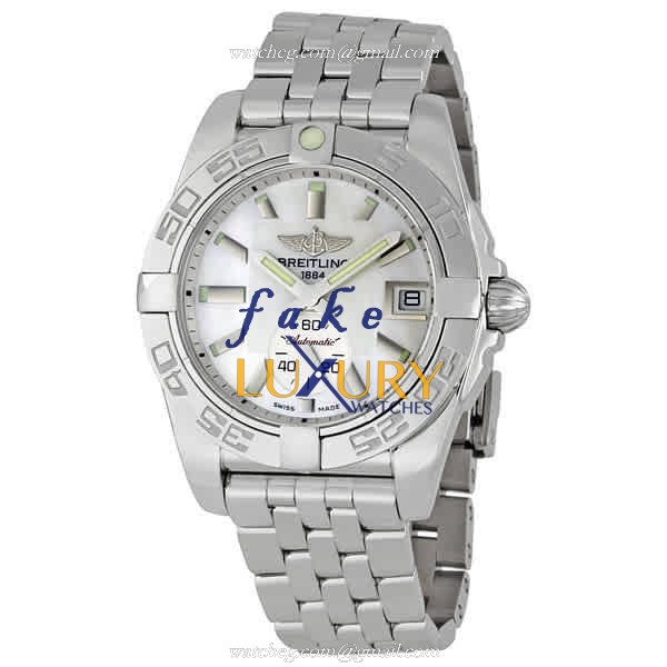 A3733012-A716-376A - Breitling Galactic Automatic Replica Watch - White Dial Silver Steel - Luxury Replica Watch