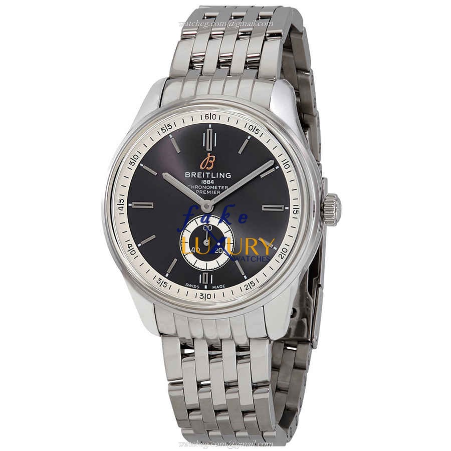 Breitling Premier A37340351B1A1 Replica Watch With Automatic Movement, Dark Grey Dial, Steel Case - Luxury Replica Watch