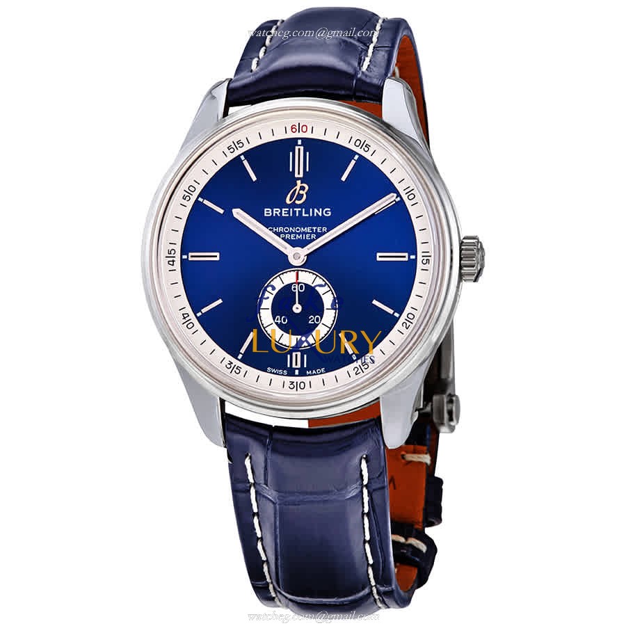 Breitling Premier A37340351C1P1 Automatic Replica Watch, Blue Dial, Alligator Strap - Luxury Replica Watch