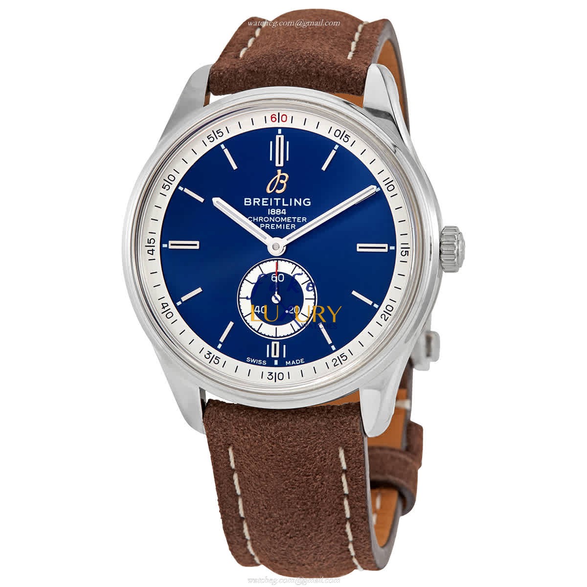 Breitling Premier A37340351C1X1 Replica Watch Featuring A Blue Dial On Brown Leather Strap - Luxury Replica Watch