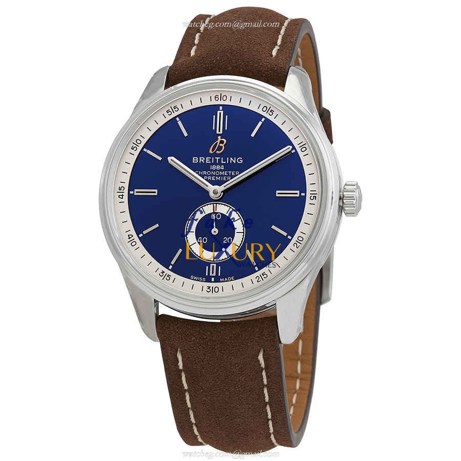 Breitling A37340351C1X2 Premier Replica Watch, Blue Dial, Steel Case, Automatic Movement, Brown - Luxury Replica Watch