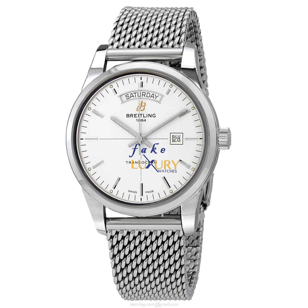 Breitling A45310121G1A1 Replica Transocean Day Date Automatic Silver Dial Steel Bracelet Watch - Luxury Replica Watch