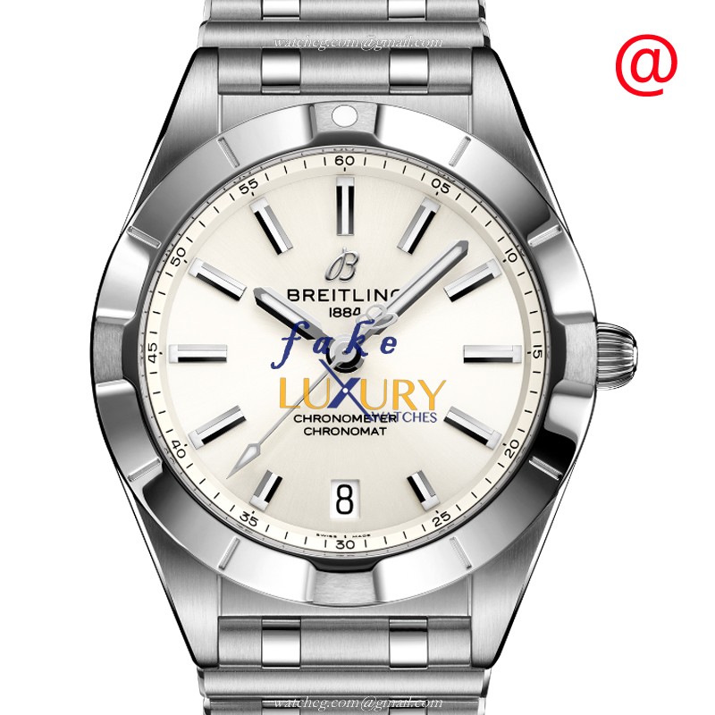 Breitling A77310101A2A1 Chronomat B01 Replica Watch, Quartz Movement, White Dial, Steel Bracelet - Luxury Replica Watch