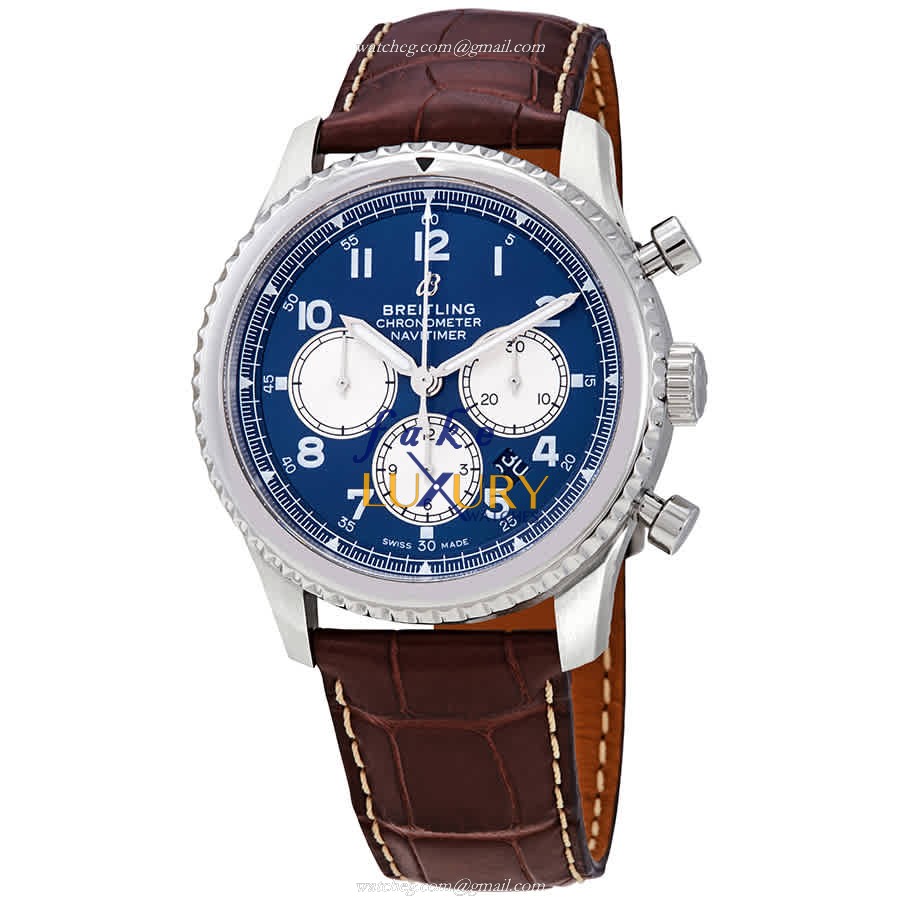 Breitling AVIATOR 8 AB0117131C1P2 Replica Watch With Blue Dial, Brown Alligator Strap, Automatic - Luxury Replica Watch