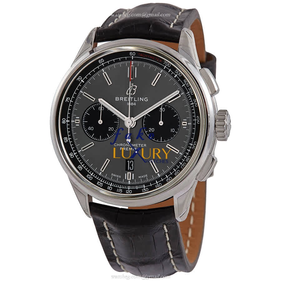 Breitling AB0118221B1P2 Premier Replica Watch, Automatic, Dark Grey Dial, Steel Case - Luxury Replica Watch