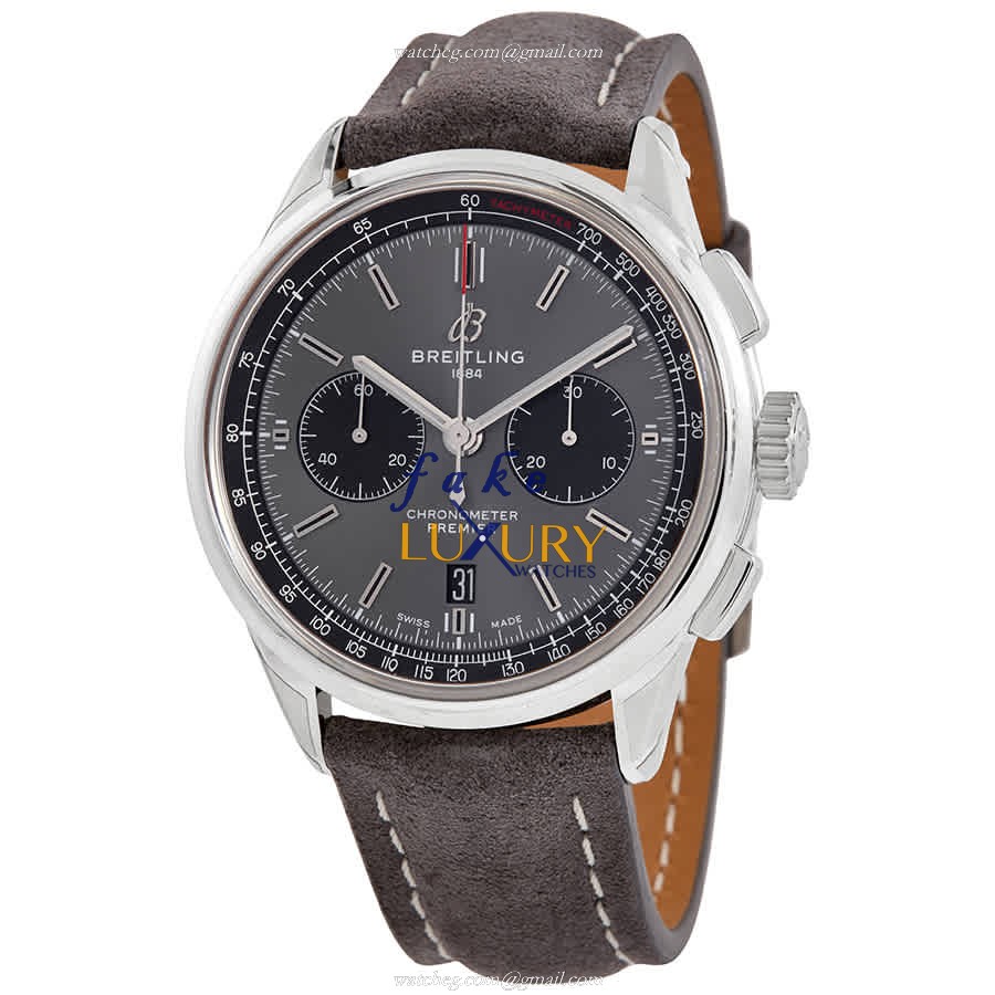 Breitling Premier AB0118221B1X2 Automatic Gray Dial Leather Strap Replica Watch - Luxury Replica Watch