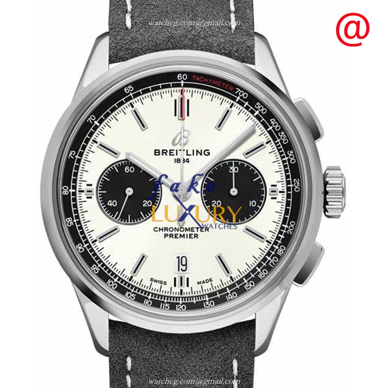 AB0118221G1X1 - Breitling Premier Replica Watch - Automatic Silver Dial Black Leather - Luxury Replica Watch