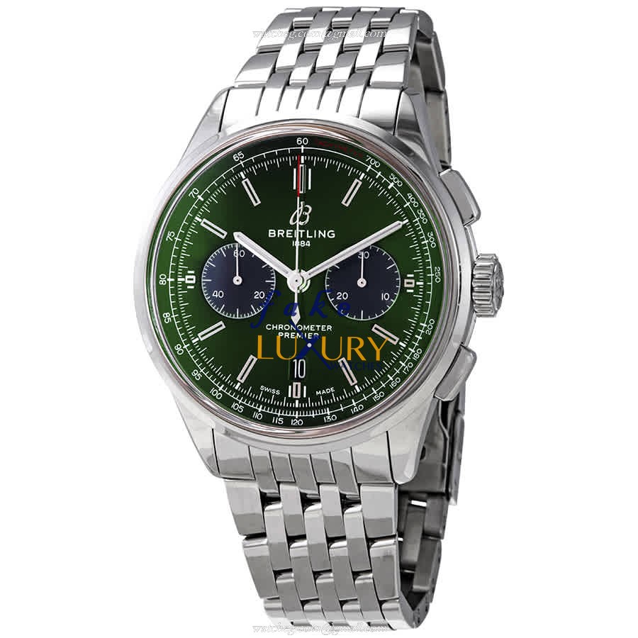 Breitling Premier AB0118A11L1A1 Replica Watch Automatic Green Dial Steel Bracelet - Luxury Replica Watch