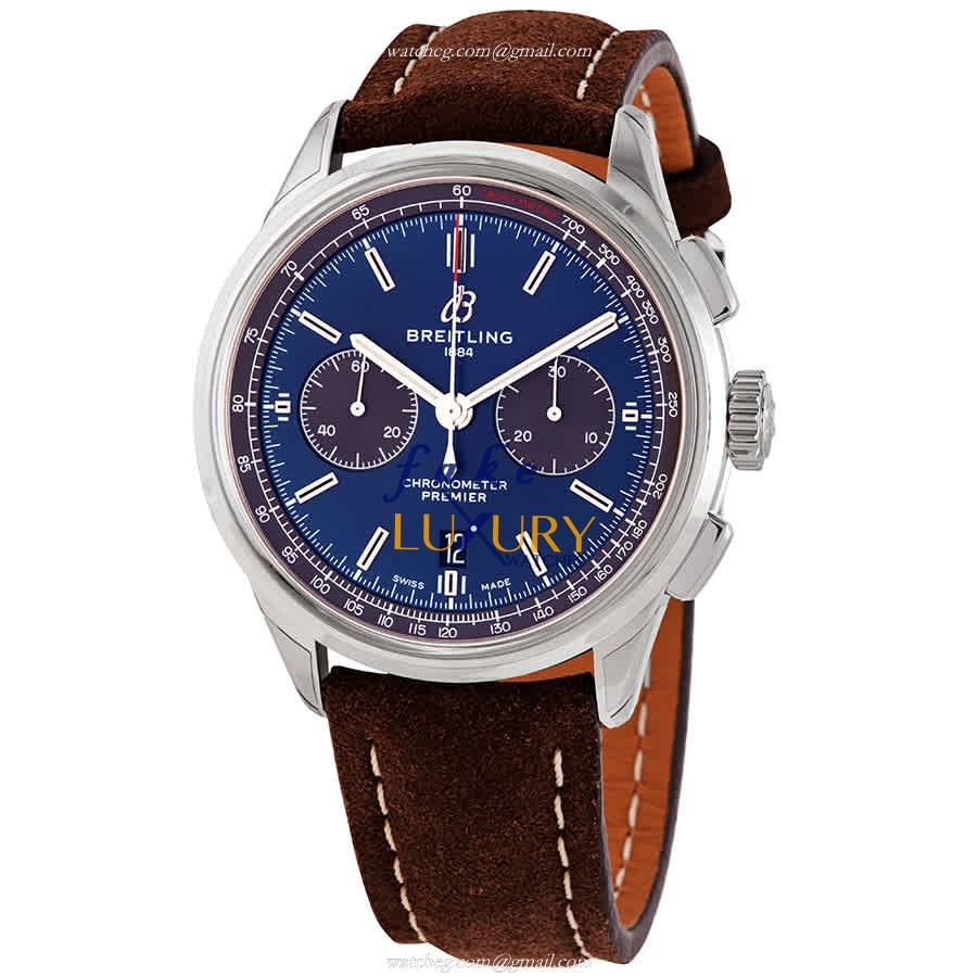 Breitling Premier AB0118A61C1X3 | Automatic | Blue Dial | Brown Leather | Steel | Replica Watch - Luxury Replica Watch