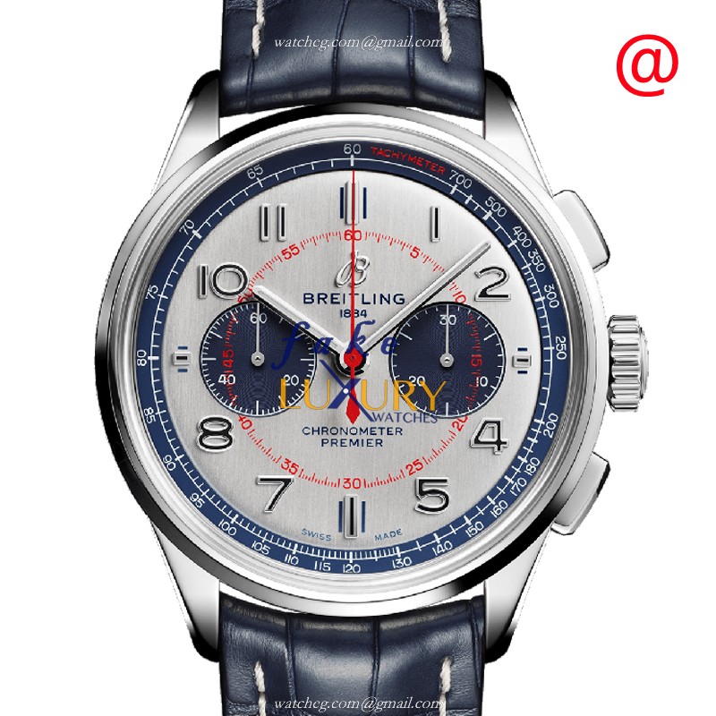 Breitling AB0118A71G1P1 Premier Replica Watch, Automatic, Blue Dial, Steel Case, Alligator Strap - Luxury Replica Watch