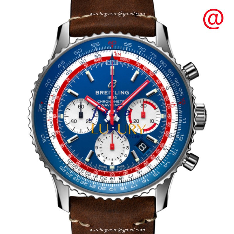 Breitling AB01212B1C1X1 Navitimer 1 Replica Watch, Automatic, Blue Dial, Steel Case, Brown Cowhide - Luxury Replica Watch