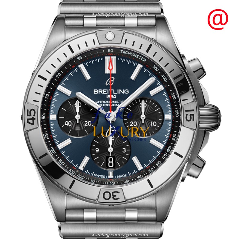 Breitling AB0134101C1A1 Chronomat B01 Replica Watch, Blue Dial, Steel Bracelet, Automatic - Luxury Replica Watch